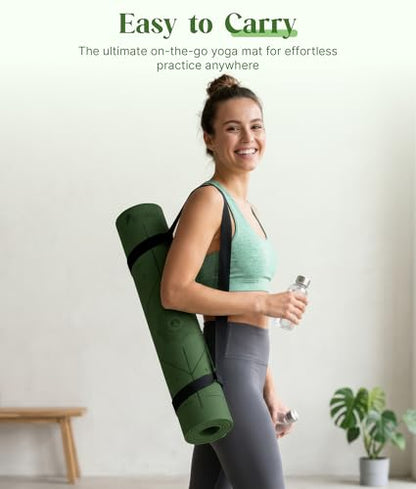ROMIX Pro Yoga Mat With Alignment Lines, 6Mm Thick Non-Slip Exercise Mat - color: Lime