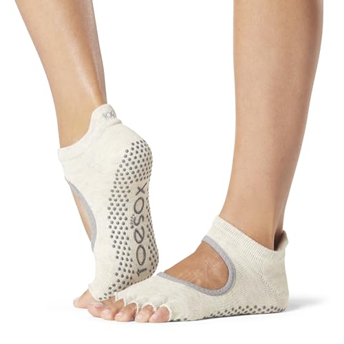 toesox Bellarina Grip Socks for Women, Half-Toe - color: Oatmeal, size: Small