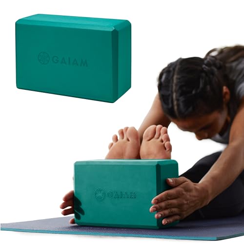 Gaiam Yoga Block - Supportive Latex-Free Eva Foam - Soft Non-Slip Surface with Beveled Edges for Yoga, Pilates, Meditation - color: Lush Teal, style: 1 Block