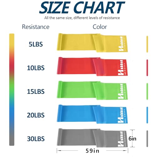 Resistance Bands Set for Physical Therapy, Rehab, Yoga and Pilates - color: Five Colors 5-80 lbs - Includes Accessories