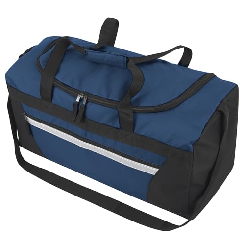 40 Liter, 22 Inch Reflective Duffle Bag with Shoulder Strap for Men, Women, Travel - color: Navy