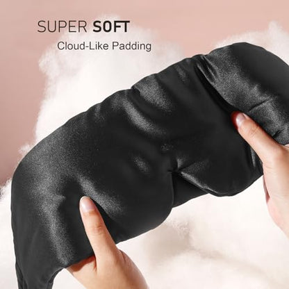 LitBear Silk Sleep Mask for Side Sleeper, Eye Mask Sleeping for Women Men | 100% 22 Momme Pure Mulberry Silk, Face-Hugging Padded Eye Cover for Sleeping with Adjustable Band, Black - color: Black