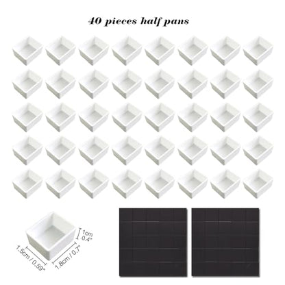 40Pcs Empty Half Pans Watercolor Tin Palette with Magnetic Stripe | Travel Tin Palette Case,Portable Artist Paints Half Pan Kits,DIY Watercolor Oils Acrylics Painting Drawing - color: Blossom Paradise