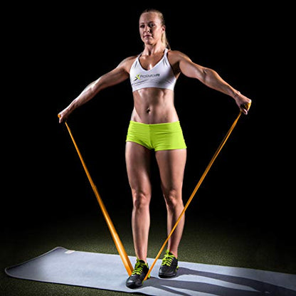ProsourceFit Therapy Flat Resistance Bands Set of 3 (6’ each-Extra Long) for Stretching, Pilates and Rehabilitation with Door Anchor