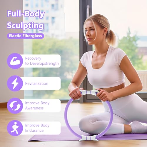 14" Pilates Ring - Magic Circle for Inner Thigh, Arm & Core Toning | Anti-Bend Foam Handles | Home Fitness Gear for Women