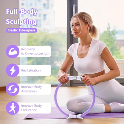 14" Pilates Ring - Magic Circle for Inner Thigh, Arm & Core Toning | Anti-Bend Foam Handles | Home Fitness Gear for Women