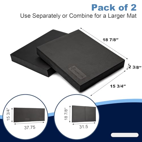 StrongTek Foam Balance Pad, Extra-Wide 19 x 15.8 x 2.4 in, Non-Slip TPE - color: Black-Set of 2