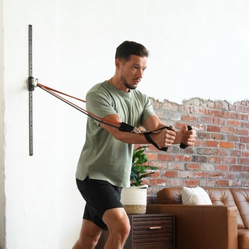 Kinetic Bands Space Saver Gym Resistance Bands Exercise Equipment for at Home Fitness Workout | Resistance Band Wall Anchor with 2 Rails, 2 Rail Cars - style: Without Resistance Bands