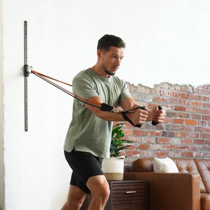 Kinetic Bands Space Saver Gym Resistance Bands Exercise Equipment for at Home Fitness Workout | Resistance Band Wall Anchor with 2 Rails, 2 Rail Cars - style: Without Resistance Bands