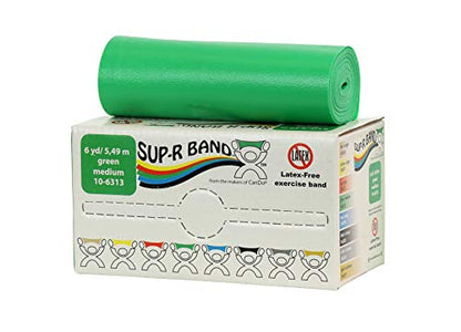 CanDo 10-6313 Sup-R Latex Free Exercise Band, 6 yd Roll, Green-Medium - color: Green: Medium, size: 6 yd
