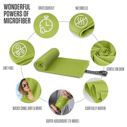 VENTURE 4TH Quick Dry Microfiber Towel for Camping & Gym - Lime Medium - color: Lime, size: 40.00" x 21.00"