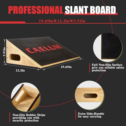 CAELUM Slant Board for Squats, Training Incline Wedge for Calf Stretching - color: Black