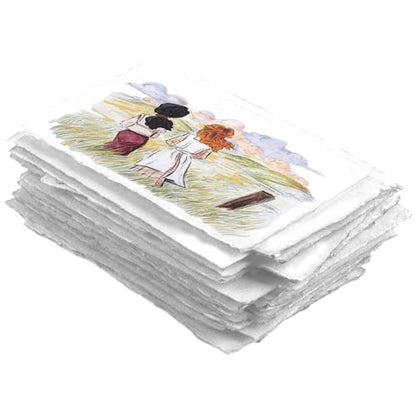 Thick Handmade A5 Size Watercolor Paper with Deckle Edge - 5.8" x 8.25" - 300GSM - Premium White Hot Press Smooth Mixed Media Paper Made with Recycled Cotton - 25 Loose Leaf Sheets - color: White, size: 5.8x8.3" (15x21cm)