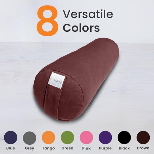 Pranayama Yoga Bolster Meditation Pillow - color: Brown, size: Cylindrical 26" x 8"