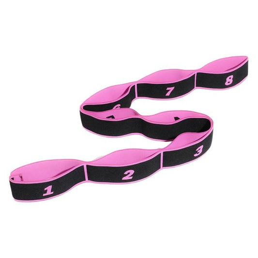 Stretching Strap with Loops for Yoga, Yoga Stretch Strap, Stretch Strap for Physical Therapy, Pilates Stretch Band, 8 Loop Exercise Strap for Flexibility, Hamstring Stretch, Home Workout with Storage Bag - color: Pink