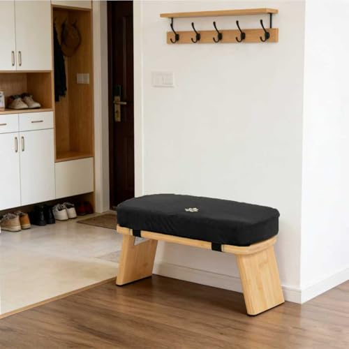 Bamboo Meditation Bench, Foldable Prayer Stool (Black) | Meditation Kneeling Bench, Seiza Prayer Bench, Prayer Bench with Meditation Cushion, Kneeling Prayer Stool for Home - color: Black
