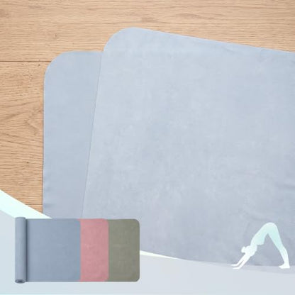 Breling 3 Pack Suede Yoga Towels 26"x73" Non-Slip Hot Yoga Towel Mats with Highly Absorbent Soft Suede Microfiber Rapid Dry for Bikram Pilates Home Workout Women Pink Lotus Bean Green Light Blue