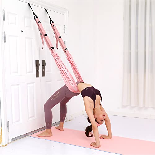 Tchrules Leg Stretcher Strap, Backbend Training Belt with Door Anchor, Flexibility Trainer Stretching Equipment Assist Stretch Strap for Fitness Gymnastics Dance Aerial Yoga Ballet - color: A-Pink