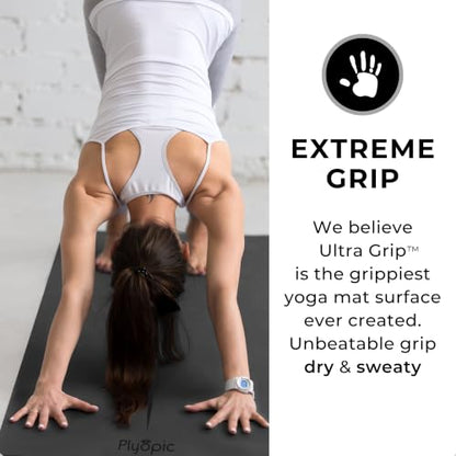 Plyopic Ultra Grip PRO Yoga Mat – EXTREME Non-Slip Performance - Dry & Wet Grip - Smarter Alignment Lines - Comfortable & Sweat Resistant - For Yoga, Pilates & Hot Yoga - color: Centerline Alignment - Signature Black