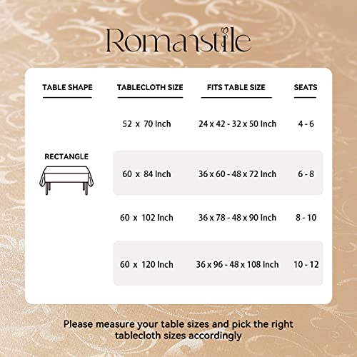 Romanstile Waterproof Vinyl Tablecloth Rectangle, 52 x 70 Inch, Flower Champagne - color: Flower Champagne, size: 52" x 70" (Rectangular)