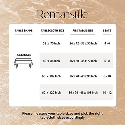 Romanstile Waterproof Vinyl Tablecloth Rectangle, 54 x 78 Inch, Flower Champagne - color: Flower Champagne, size: 54" x 78" (Rectangular)