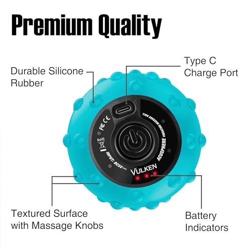 Vulken 4 Speed High Intensity Vibrating Massage Ball with USB Charging for Muscle and Deep Tissue, Plantar Fasciitis Pain Relief, Myofascial Release and Trigger Point Treatment for Back, Blue - color: Blue - Usb