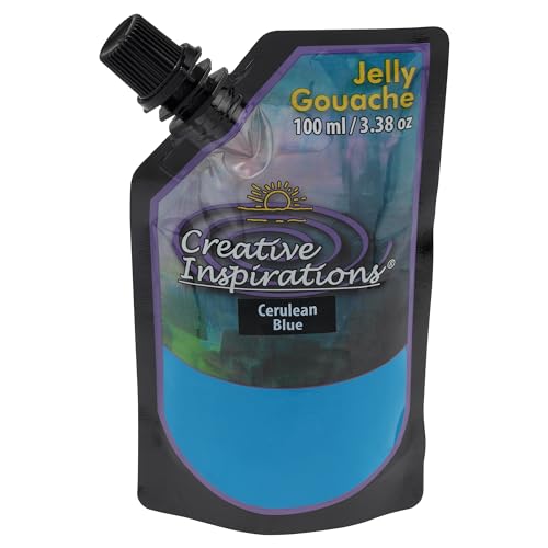 Creative Inspirations Jelly Gouache - Cerulean Blue 100 mL - Unique & Vibrant Jelly Gouache Paint for Artists, Beginners, Painting Parties and More - color: Cerulean Blue, size: 100 mL