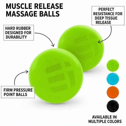 Massage Lacrosse Balls for Deep Tissue Relief - Trigger Point Therapy Ball Set for Plantar Fasciitis, Myofascial Release for Back, Shoulder, Foot - Massage Ball Roller - 2 Pack (Lime Green) - color: Lime Green