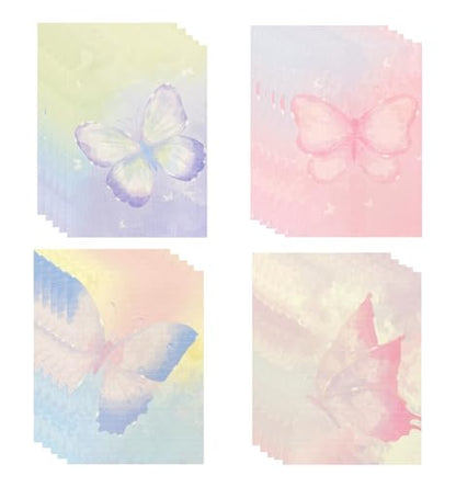 120 Pcs Writing Stationery Paper Pad - Unique Butterfly Design Writing Letter Paper Pad Notepad Set, B5 Size, 4 Different Style