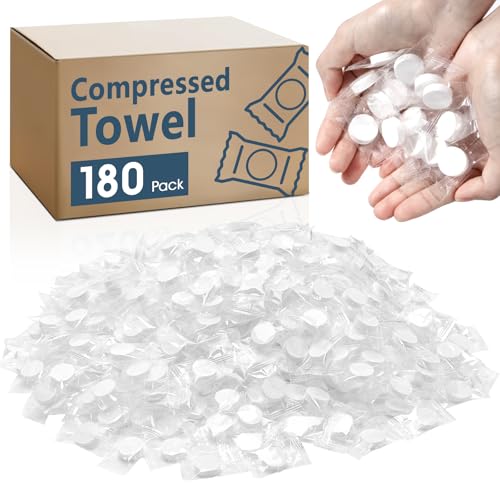 180 Pcs Compressed Towel, Mini Compressed Towel Tablets, Camping Towel - color: 20cm x 22cm-180 Pack
