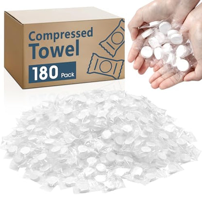 180 Pcs Compressed Towel, Mini Compressed Towel Tablets, Camping Towel - color: 20cm x 22cm-180 Pack