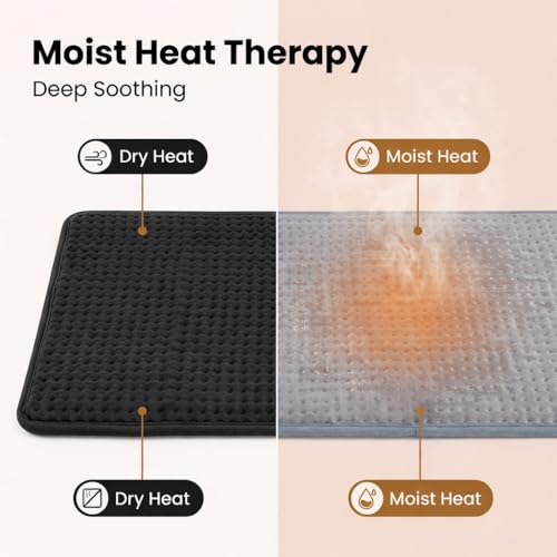 Full Back Heating Pad,20x40 Extra Large Heating Pad for Back Pain Relief,with 9 Temperature Controllers & 4 Auto-Off Timers,Dry/Moist Heat Therapy for Muscle,Joint,Menstrual Cramps (Black) - size: 20x40 Inch Black