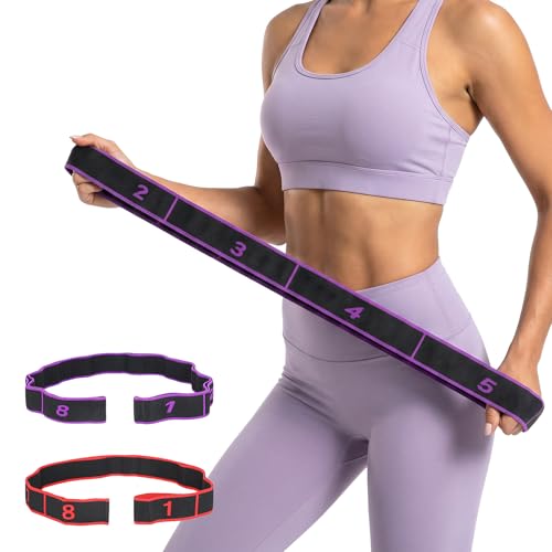 2 Pcs Fitness Resistance Band for Stretching and Yoga, Number Stretch Resistance Band with Clear Markings, 8-Section Elastic Training Bands for Full Body Stretching Shaping