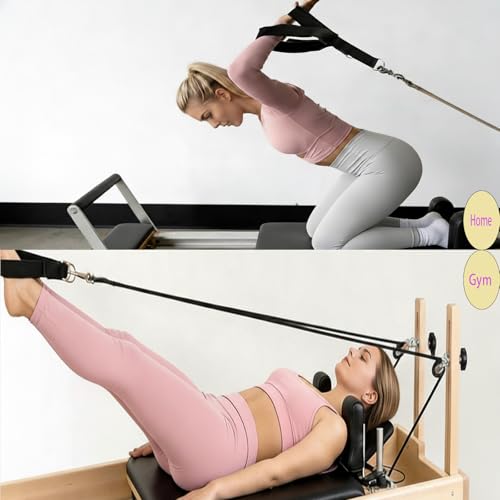 Pilates Double Loop Straps with Extra Padding, Adjustable D Ring Reformer Straps for Home Gym, Yoga Stretching, Core Strength Training