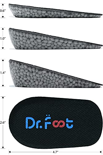 Dr.Foot Height Increase Insoles, Heel Cushion Inserts, Heel Lift Inserts for Leg Length Discrepancies - color: Black, size: Large (0.5" Height)