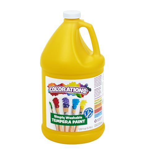 Colorations Paraben-Free Washable Yellow Tempera Paint for Kids, 1 Gallon | Vibrant, Non-Toxic and Made in the USA - color: Yellow