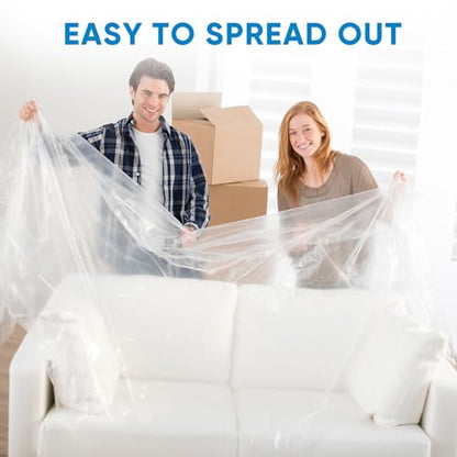 TICONN 12 x 9 Ft Plastic Drop Cloth for Painting, Waterproof Painters Plastic Sheeting, Painting Tarp for Furniture Cover, Floor Protection (3PK, 1.2Mil) - size: 1.2 Mil