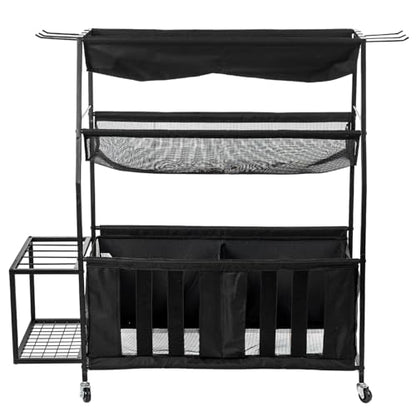 MyGift 3 Tier Sports Equipment Organizer Rolling Ball Storage Rack w/Hooks