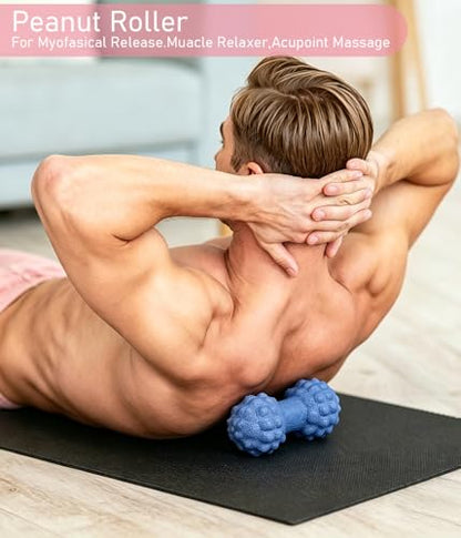 3 in 1 Foot Massage Ball Set, Standard Textured Peanut Massage Balls Kit, Deep Tissue Muscle Relaxation Therapy Tools Perfect for Home Office Gym Travel Use Blue Set - color: Blue Set