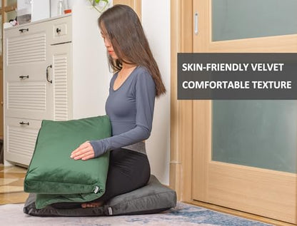 Meditation Cushion,Velvet Meditation Pillow and Zabuton 2-in-1 Portable Design(50 * 70CM). (Green, Service H：9cm) - color: Green