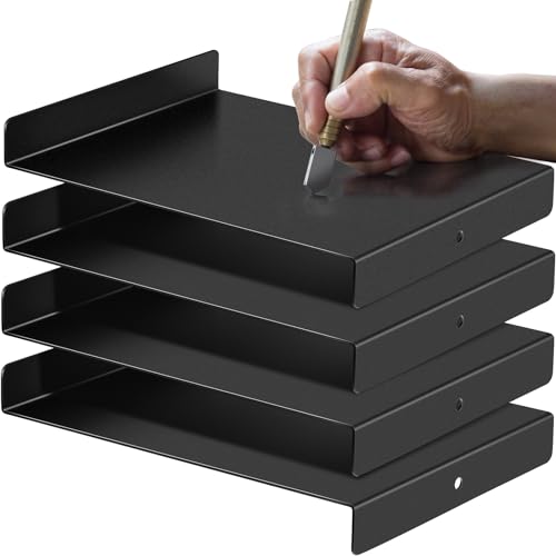 Suzile 4 Pcs Bench Hook Metal Inking Plate Linoleum Printmaking Block Stop Ink Plate Printing Supplies Linocut Carving Tools for Block Printing Wood Carving, 9 x 7 x 1 Inches