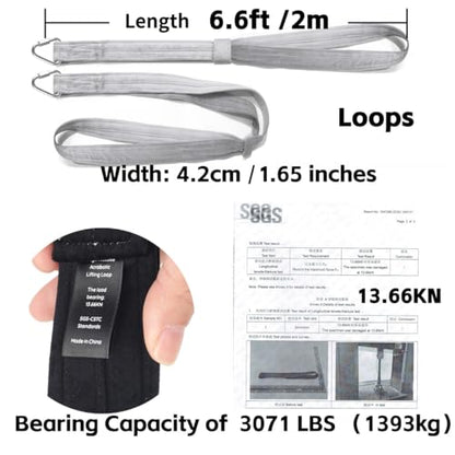 6.6ft 2m Aerial Loops Aerial Straps Ropes Aerial Acrobatics Body Loop Trapeze Circus Apparatuses Equipment Yoga Straps 1 pairs - color: Light Grey