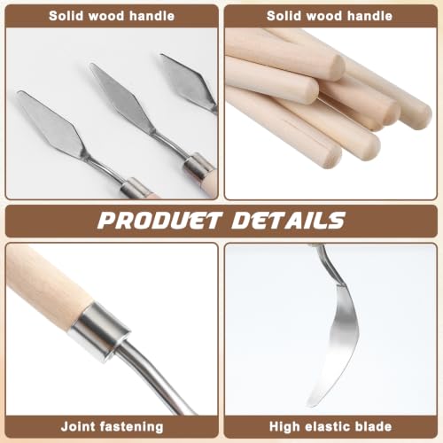 15Pcs Pallet Knife for Acrylic Paint Stainless Steel Painting Knives Set | with Wood Handle Palette Knife Set Drawing Scraper Oil Painting Accessories Paintings Knives for Art Canvas Draw Color Mixing