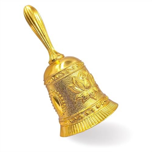 Hourwof Hand Call Bell,Metal Lotus Service Bell for Dinner Wedding - color: Gold