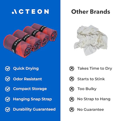 Acteon 극세사 체육관 타월 4팩, 빠른 건조, 냄새 없는 운동 타월, 남성 및 여성용, 체육관, 요가, 달리기, 여행용, 흡수력이 뛰어난 스포츠 스웨트 타월, 40.6 x 76.4cm(16 x 30.5인치) - color: 마그마.