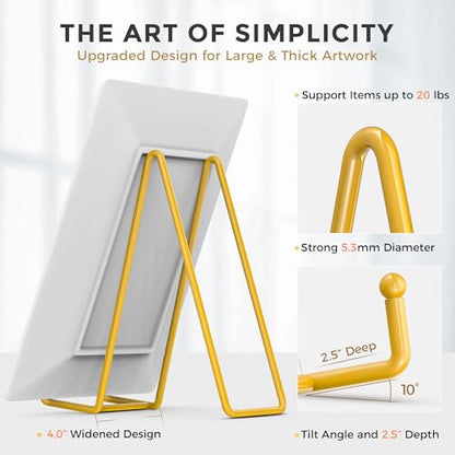 TR-LIFE 10 Inch Large Plate Stands/Holder for Display - Metal Picture Frame Holder Stand + Small Easels for Decorative Plate, Platter, Book, Plaques, Photo, Tabletop Art (Gold 2 Pack) - size: 10 Inch
