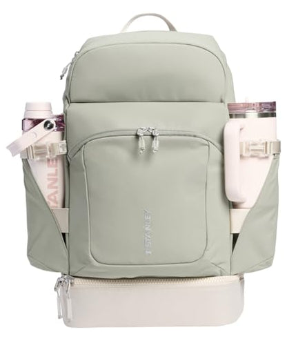 STANLEY Vitalize Backpack | Gym, Work & Travel Bag with Laptop Sleeve | Expandable Bottom Compartment | Tumbler & Water Bottle Pockets | Durable Recycled Fabric | Sage Grey - color: Sage Grey, size: Backpack