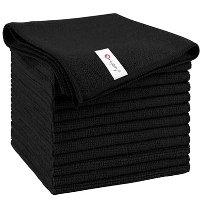 Orighty Microfiber Cleaning Cloth, Cleaning Rags, 12 Pack, 12x11 in, Black - color: Black, size: 12 Pack