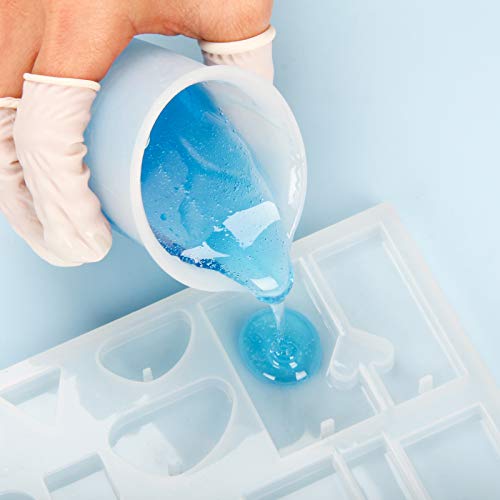 Silicone Resin Measuring Cups Tool Kit- Nicpro 250 & 100 ml Measure Cups, Silicone Popsicle Stir Sticks & Spatula, Pipettes, Gloves for Epoxy Resin Mixing, Molds, Jewelry Making, Waxing, Easy Clean - color: Black, size: 250ml+100ml