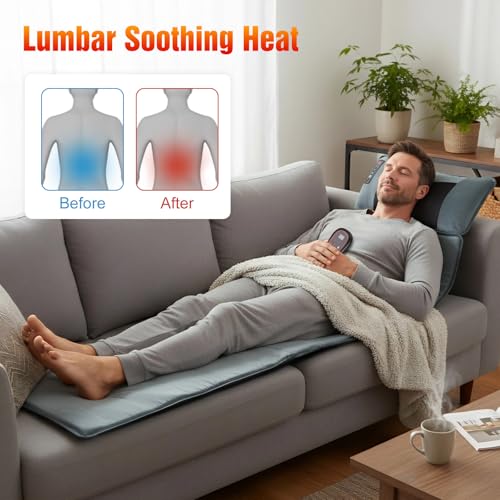 Full Body Massage Mat with Heat, Back Massage Pad with Detachable Neck Massager, with 10 Vibration Motors, Multifunctional Body Massager Fathers Days Gift for Dad - size: 65x19.7x3.94in
